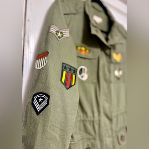 Merona Olive Green Military Jacket with Patches - Picture 7 of 10